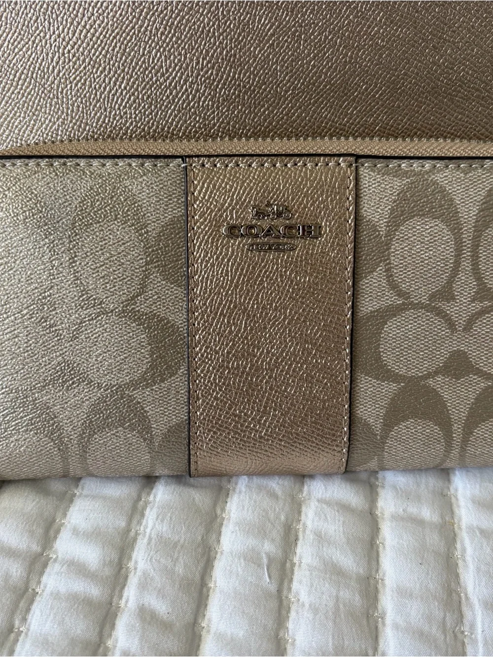 Coach Metallic Tote with Signature Wallet